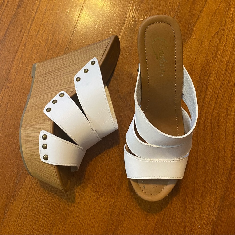 white platform candie’s wedges never worn outside